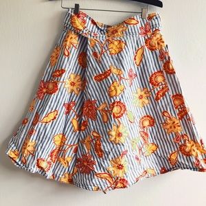 Vintage Floral Denim Wrap Skirt